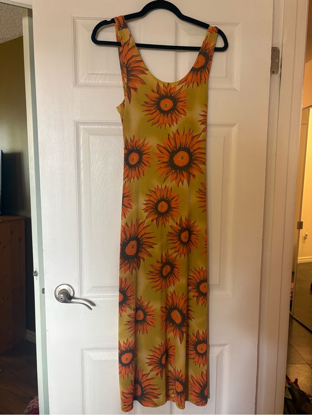 Sunflower Print Sleeveless Maxi Dress - Yellow & Orange